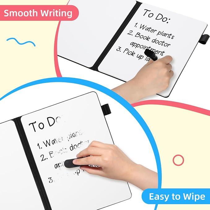 AGM Portable White Board Dry Erase Notebook, 8.4" x 6" Double Sided Folding — view 5