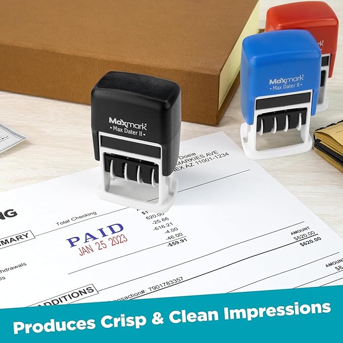 MaxMark Self-Inking Rubber Date Office Stamp — view 4
