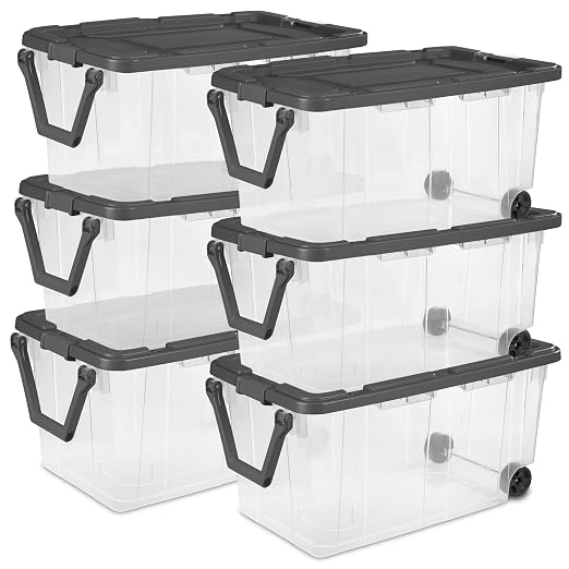 Sterilite 6-Pack Modular Stacker Box, Durable Clear Plastic Storage Bins