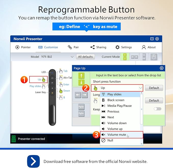 Norwii Rechargeable Bluetooth Presentation Clicker — view 5