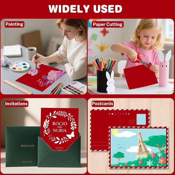 Cardstock 8.5 X 11, 40 Sheets Christmas Red Card Stock, 75lb/ 200gsm Copy Paper — view 7