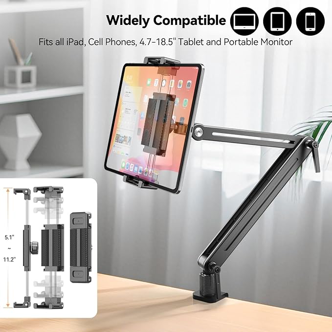 Portable Monitor Stand Desk Holder- Large Clamp support up to 12.9 14.6 15.6 — view 2
