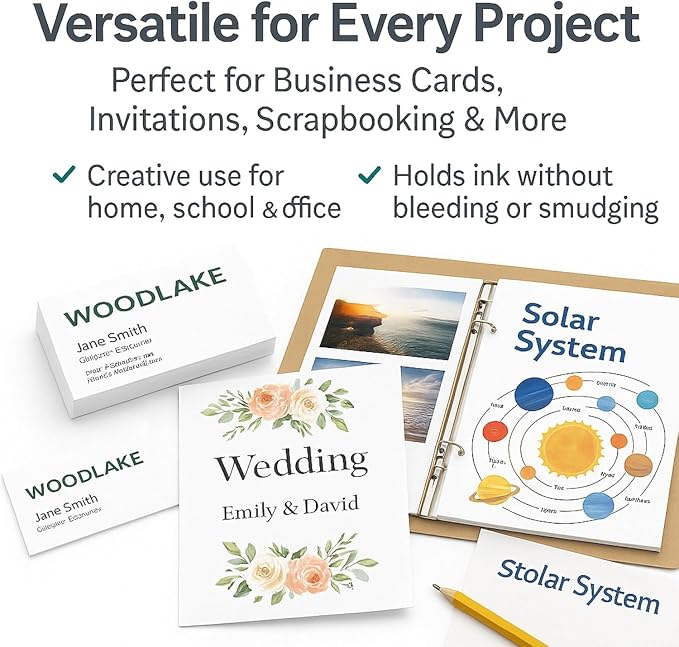 Woodlake White Cardstock Paper, 67lb/167gsm Index Card stock, 8.5" x 11" Letter — view 3