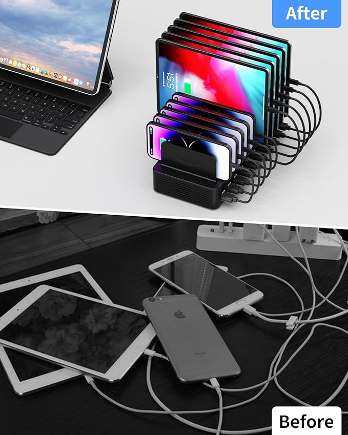 270W Charging Station for Multiple Devices, 20-Port USB Fast Charging Station — view 6