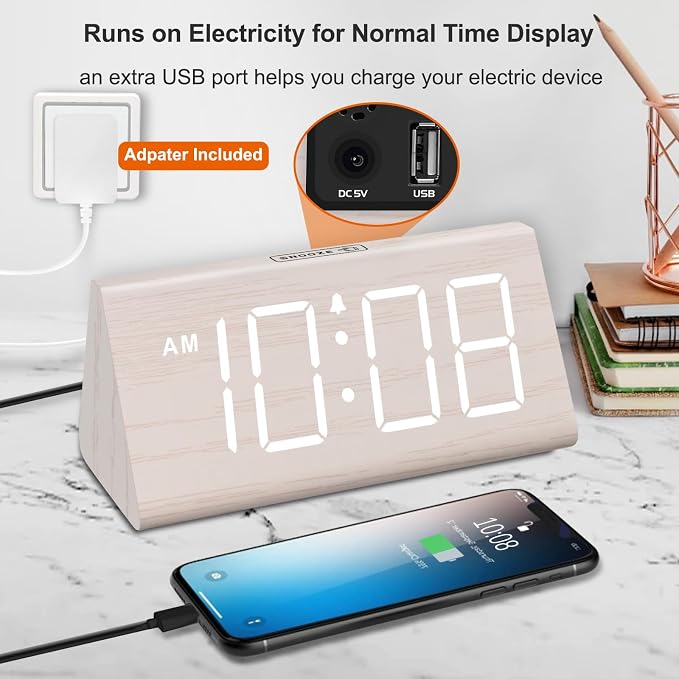 DreamSky Wooden Digital Alarm Clock — view 5