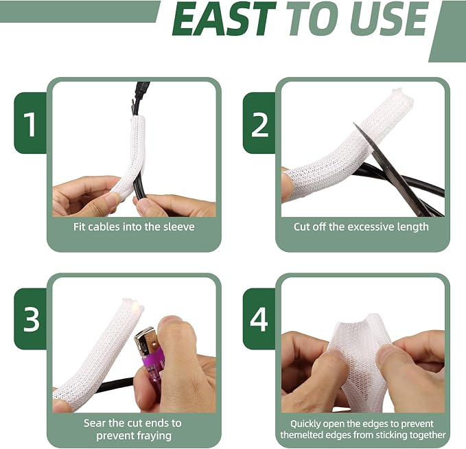Split Wire Loom Tubing, Cable Protector Sleeve, Braided Cable Management — view 6