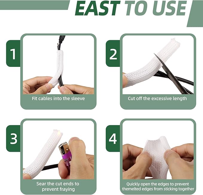 Split Wire Loom Tubing, Cable Protector Sleeve, Braided Cable Management — view 6