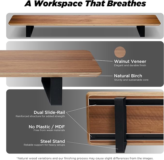 ULTRARM Moodular Wooden Monitor Stand 45.6” Large Desk Organizer — view 3