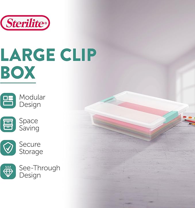 Sterilite 12-Pack Clip Box, Stackable Clear Plastic Bins — view 2