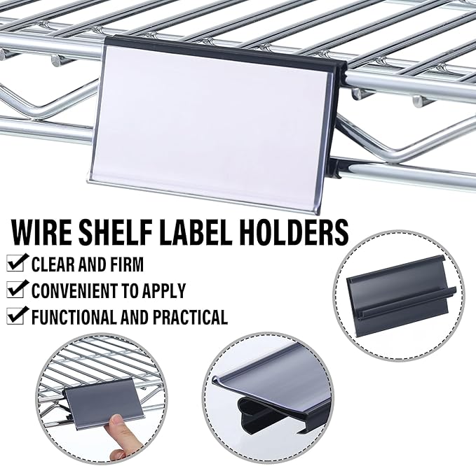 Kathfly 100 Pcs Wire Shelf Label Holders Compatible — view 3