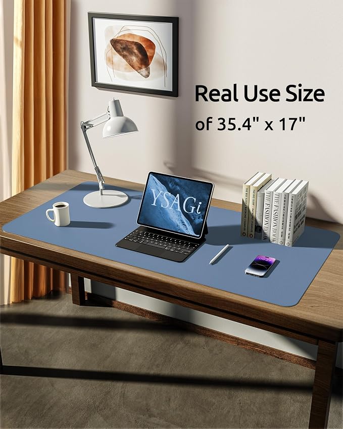 YSAGi Leather Desk Protector, Office Mat, Large Mouse Mat, Non-Slip PU Leather — view 5