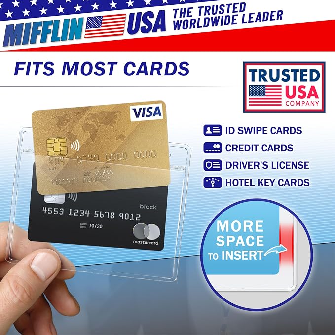 Mifflin-USA Card Protector Quick Load Horizontal No Zipper Name ID Badge Holder — view 4