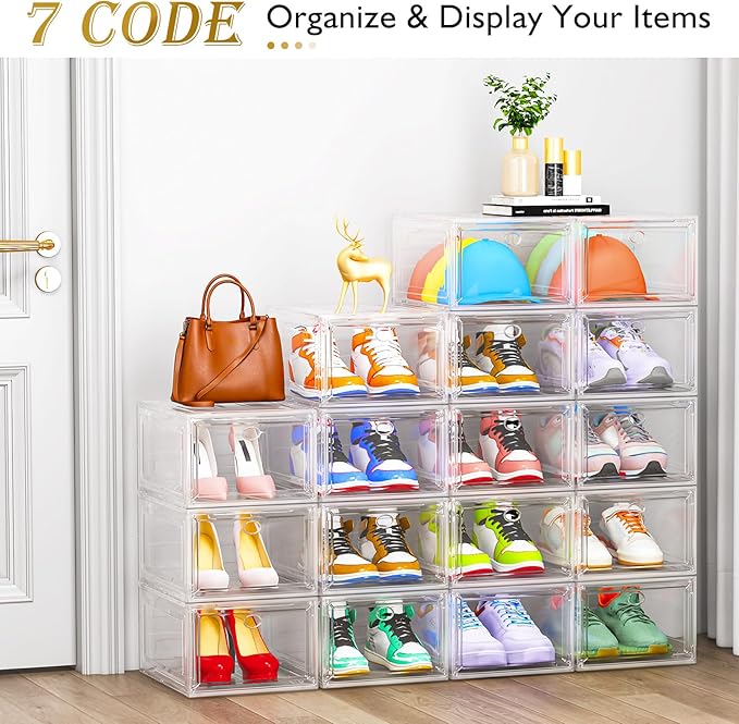 7 code Large Clear Shoe Boxes Organizer【Thicker Material】 Stronger Shoe Box — view 4