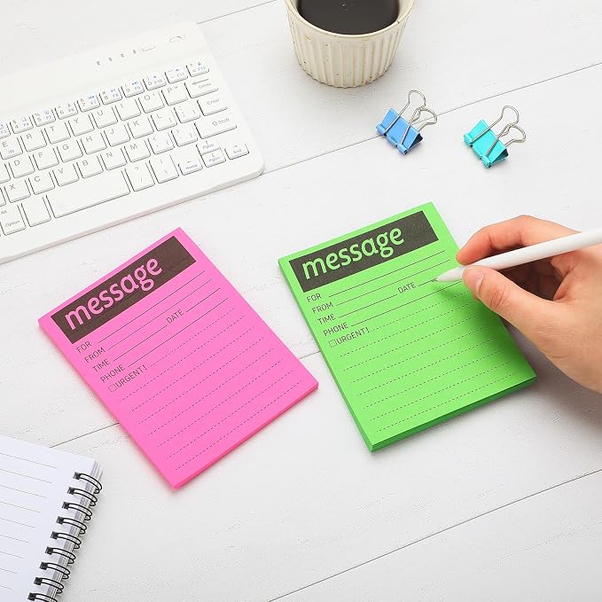 Geyee 9 Pieces Telephone Message Sticky Notes Pads 4 x 5 Inch Assorted Neon — view 7