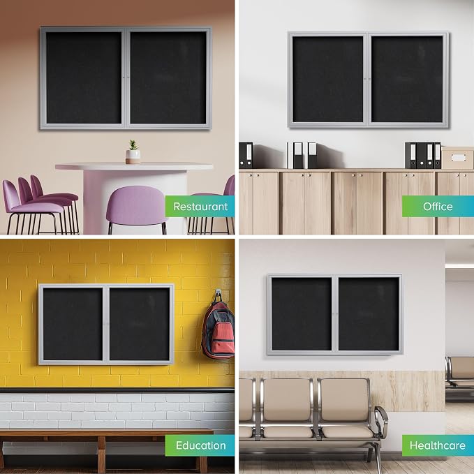 Ghent 36" x 48" 2-Door indoor Enclosed Recycled Rubber Bulletin Board, Shatter — view 4