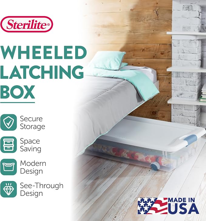 Sterilite 4-Pack Latching Box, Under Bed Storage Bins — view 3