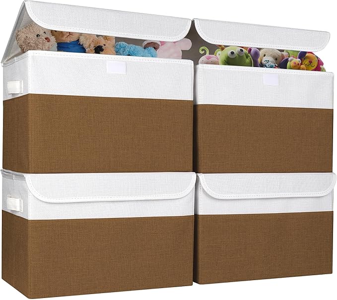 Bagnizer Large 22 Quart Linen Fabric Foldable Storage Bin Cube Organizer Basket