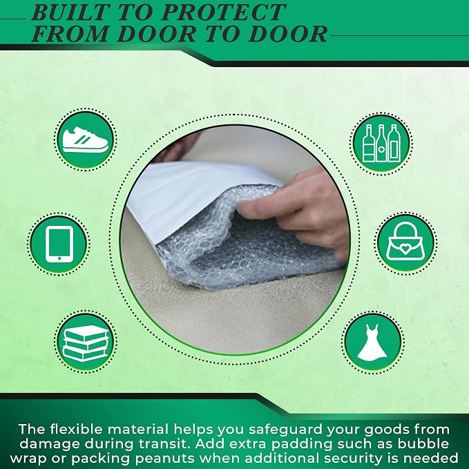 100 Pack Secure Seal White Poly Mailers — view 5