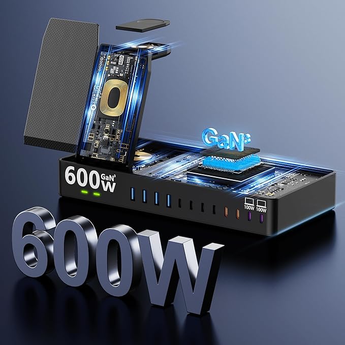 600w Charging Station for Multiple Devices, 15 in 1 Wireless Charging Station — view 4