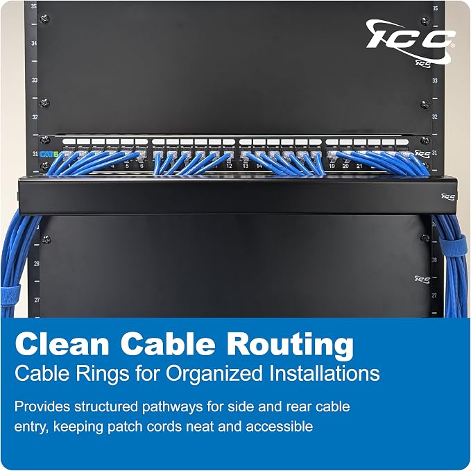 ICC 1U Ring Cable Manager Panel — view 3