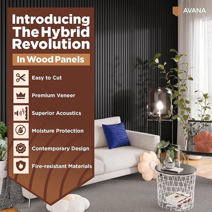 Avana Acoustic Wood Wall Panels – 47.2 X 12.6 Inch Black Oak Acoustic Panels 2 — view 2