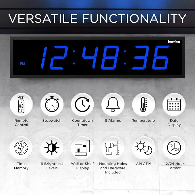 Ivation Oversized 36" Large Digital LED Clock | Big Digital Clock — view 6