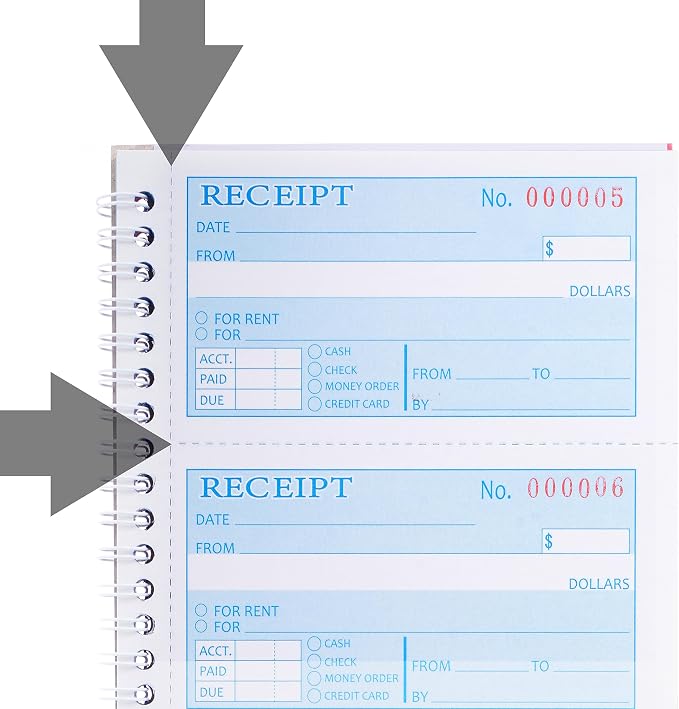 Receipt Book with Carbon Copies, Money and Rent Receipt Book, 2-Part Carbonless — view 3