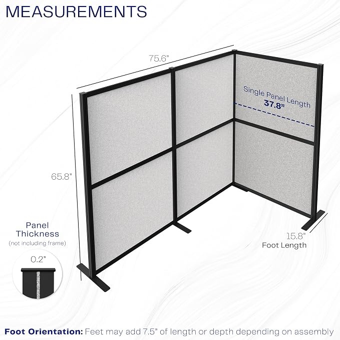 VIVO L-Shape Modular Corner Wall System, 3 Panels, Modern Professional Office — view 3
