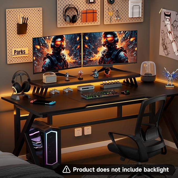 NestNeat Dual Monitor Stand Riser, 39 Inch Large Wood Monitor Stands — view 4