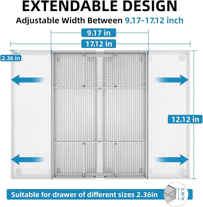 Marbrasse Expandable Desk Drawer Organizer, Mesh Tray — view 2