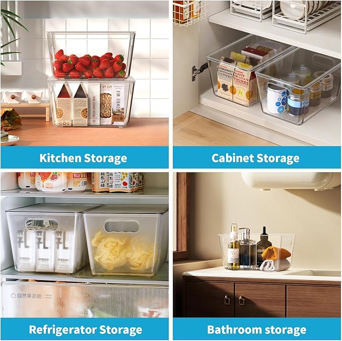 KJIXYUNG 6 Pack Clear Stackable Storage Bins — view 4