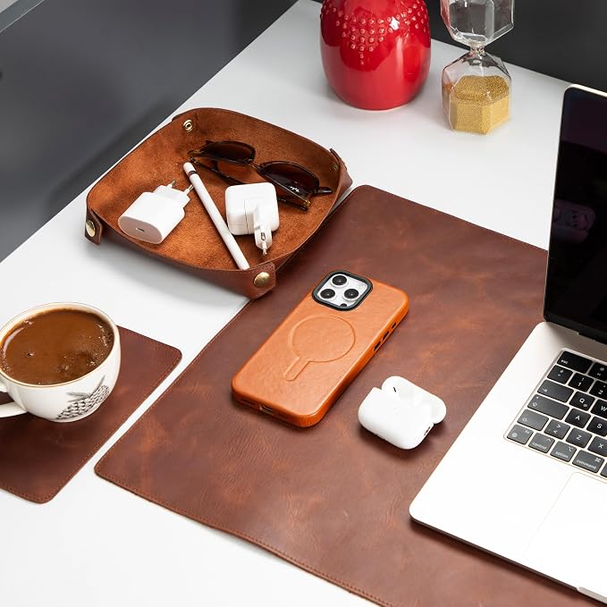 Node Leather - Genuine Leather Desk Mat, Desk Organizer & Cup Coaster - Leather — view 4