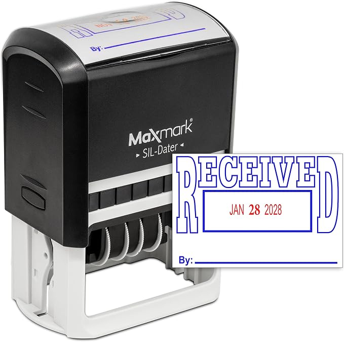 MaxMark Large Self-Inking Rubber Date Office Stamp
