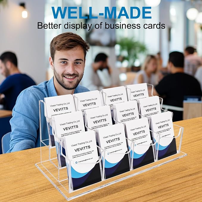 Vevitts Vertical Business Card Holder, Acrylic Business Card Display, Home & — view 7