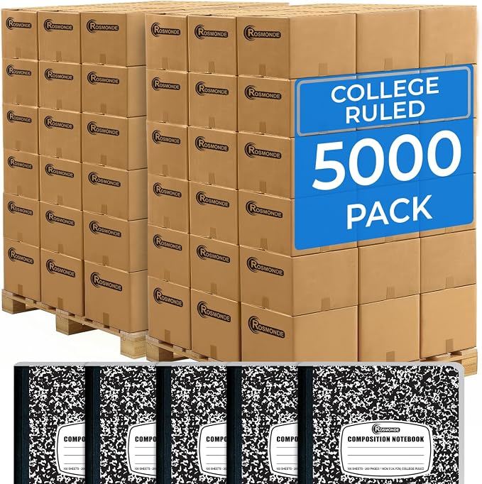 Rosmonde 5000 Pack Composition Notebooks Bulk, College Ruled, 200 Pages