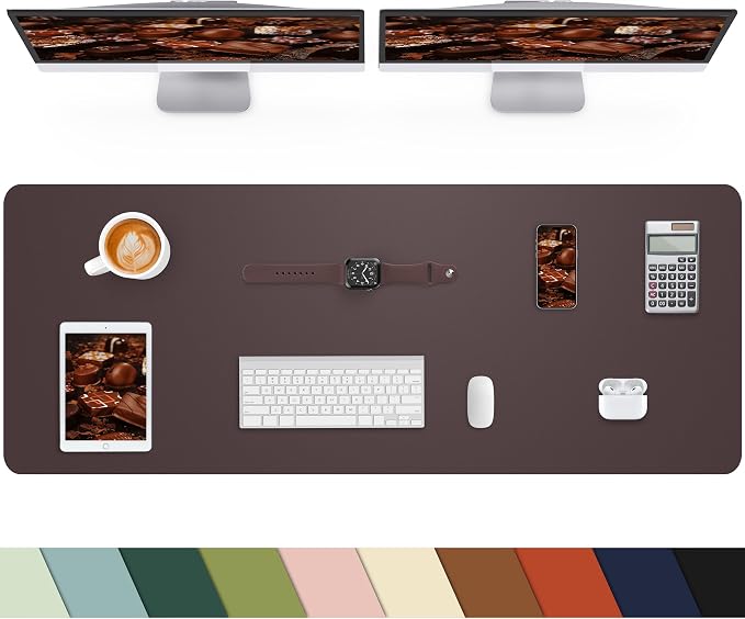 Leather Desk Pad Protector, Mouse Pad, Non-Slip PU Leather Desk Blotter