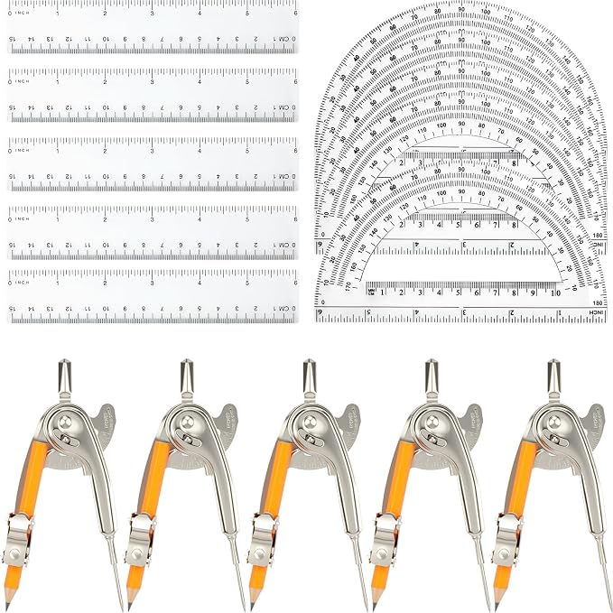 20 Pieces Geometry Math Set Compass