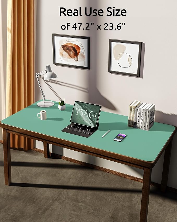 YSAGi Leather Desk Protector, Office Mat, Large Mouse Mat, Non-Slip PU Leather — view 3