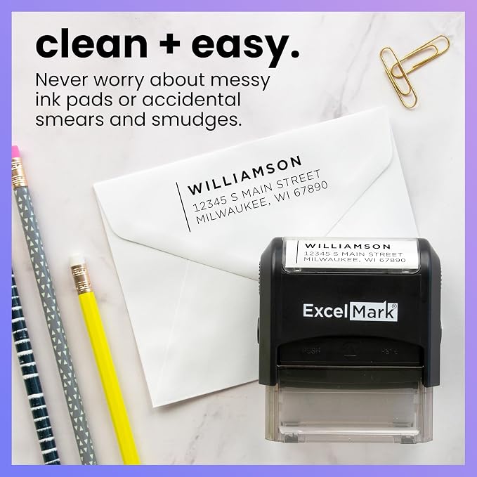 ExcelMark Personalized Return Address Stamp – Custom Self Inking Rubber Stamp — view 2