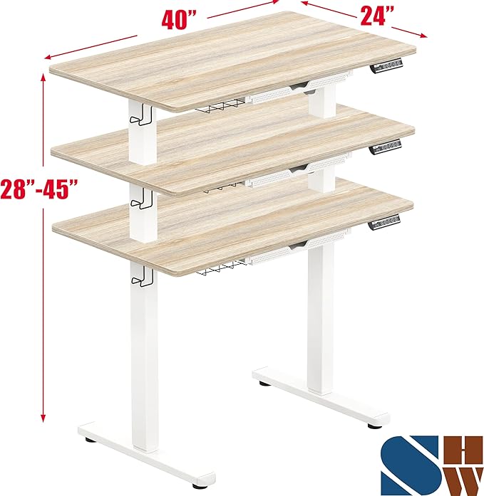 SHW 40-Inch Electric Height Adjustable Standing Desk — view 2