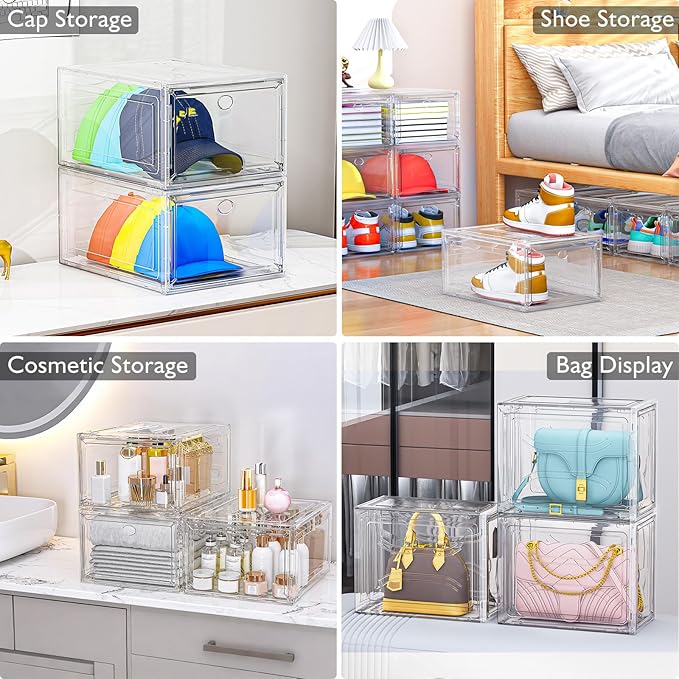 7 code Large Clear Shoe Boxes Organizer【Thicker Material】 Stronger Shoe Box — view 6