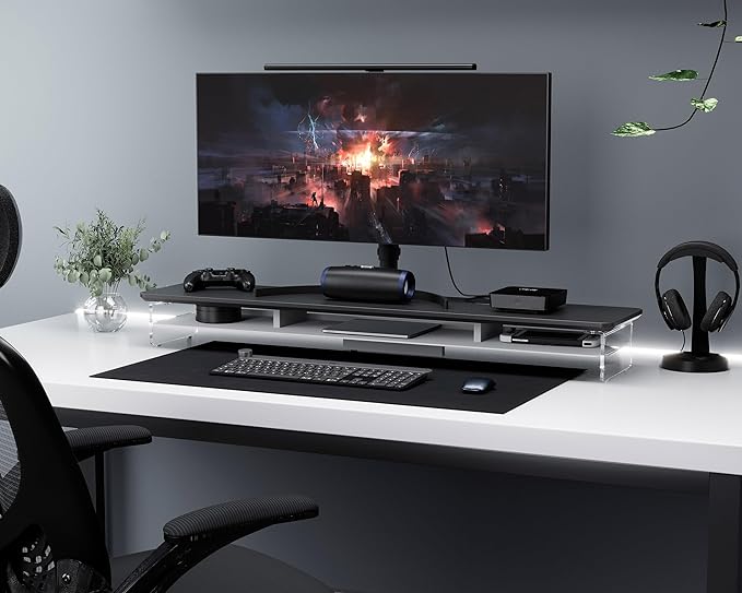 Fenge Acrylic Monitor Stand Riser, 42.5 Inches Dual Monitor Stand — view 2