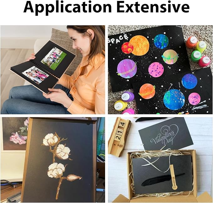 OcePor 200 Sheets Black Cardstock 8.5” x 11”, 65lb/180gsm Black Card Stock — view 5