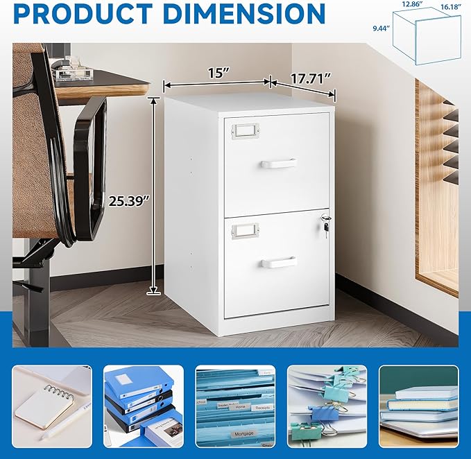 BYNSOE 2 Drawer File Cabinet — view 3
