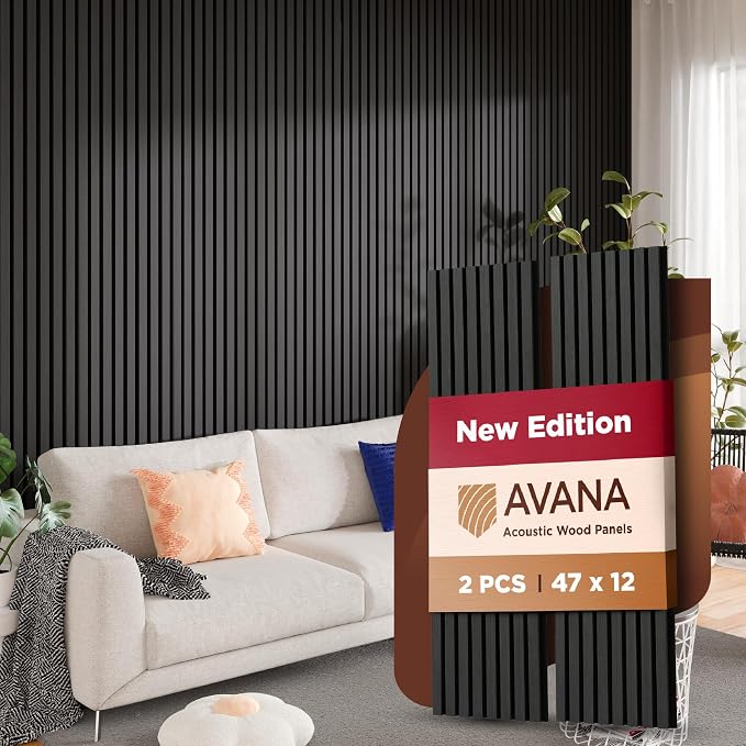 Avana Acoustic Wood Wall Panels – 47.2 X 12.6 Inch Black Oak Acoustic Panels 2