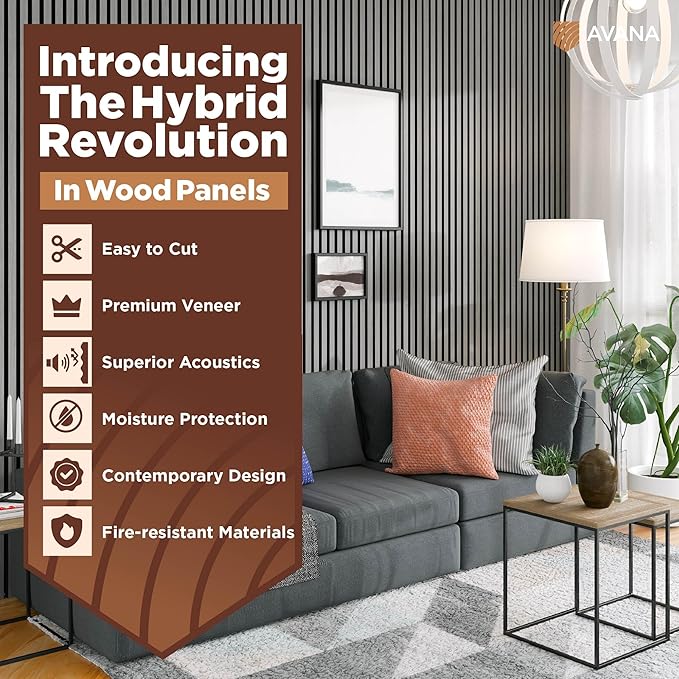Avana Acoustic Wood Wall Panels – 94.4 x 12.6 Inch Gray Oak Acoustic Panels 2 — view 2