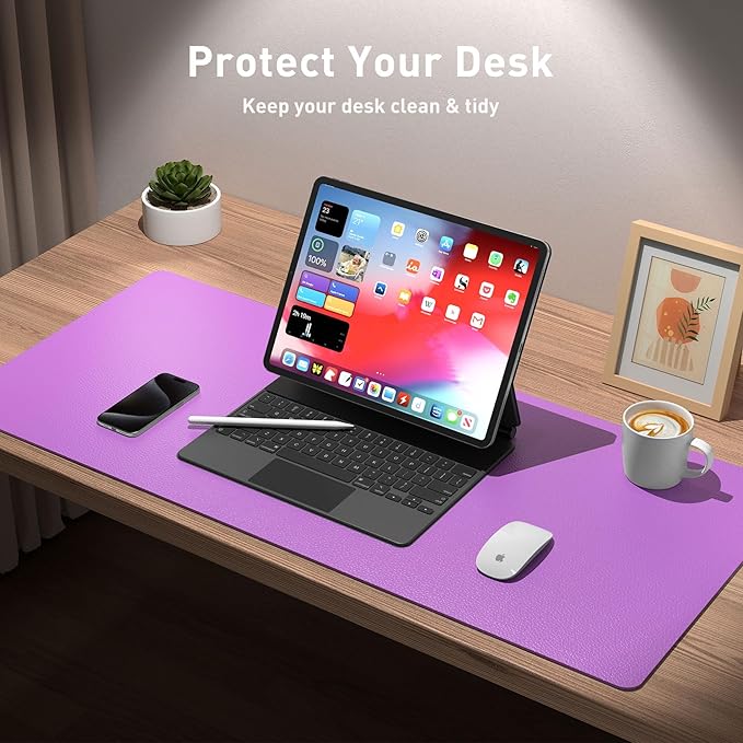 Aothia Leather Desk Pad Protector, Office Desk Mat, Large Mouse Pad, Non-Slip — view 3