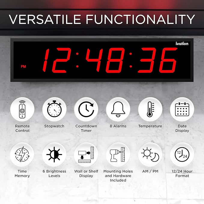 Ivation Oversized 24" Large Digital LED Clock | Big Digital Clock — view 6