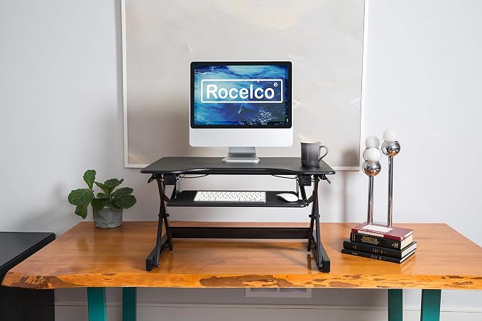 Rocelco 32" Height Adjustable Standing Desk Converter BUNDLE — view 7