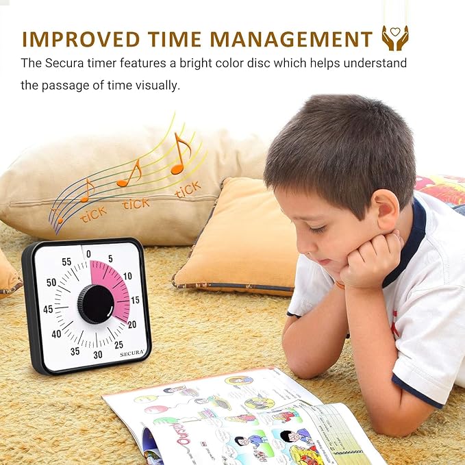 Secura 60-Minute Visual Countdown Timer, 7.5-Inch Oversize Classroom Visual — view 3